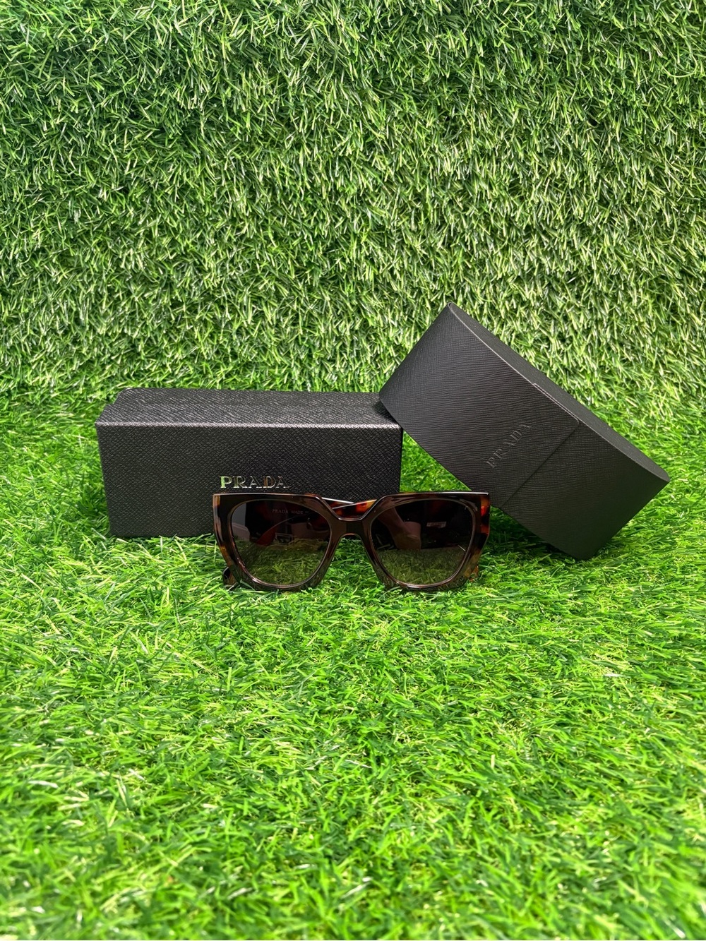 Prada Oversized Square Sunglasses Women Brown & Black Tortoiseshell